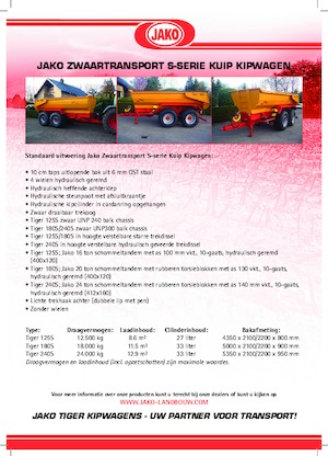 Remorques basculantes Jako Tiger 125S