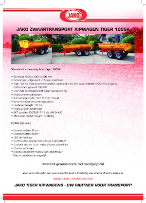 Remorques basculantes Jako Tiger 100SK