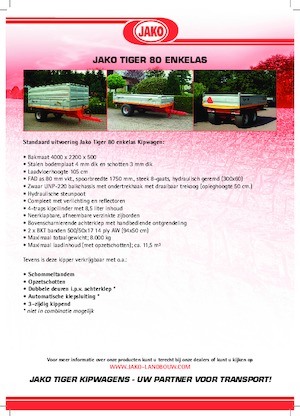 Remorques basculantes Jako Tiger 80