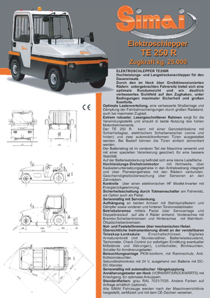 Tracteurs  d'entrepôt Simai TE 250 R