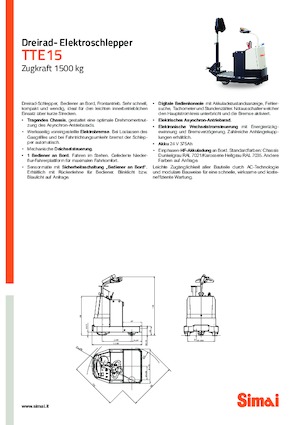 Tracteurs  d'entrepôt Simai TTE 15