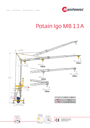 Grues à tour - tourneur inférieur Potain IGO MB 13 A