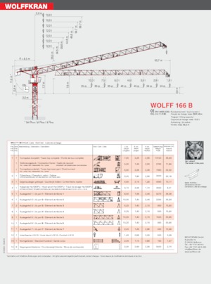 Grues à tour  - tourneur supérieur- flèche épingle Wolffkran 166 B