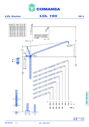 Grues à tour  - tourneur supérieur- flèche épingle Comansa LCL 190