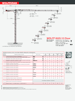 Grues à tour - tourneur supérieur Wolffkran 6523.12 Clear
