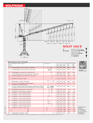 Grues à tour  - tourneur supérieur- flèche épingle Wolffkran 1250 B