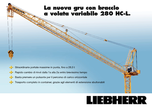 Grues à tour  - tourneur supérieur- flèche épingle Liebherr 280 HC-L 16/28  Litronic