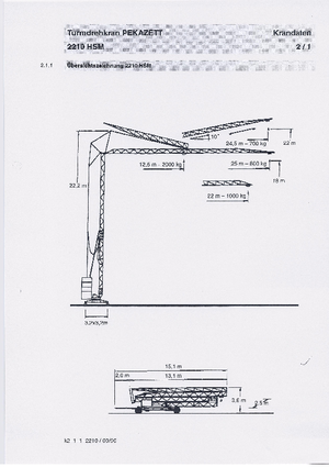 Grues à tour - tourneur inférieur Pekazett 2210 HSM