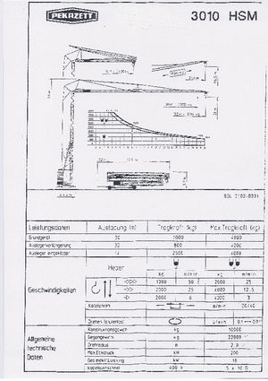 Grues à tour - tourneur inférieur Pekazett 3010 HSM