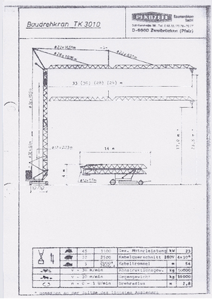 Grues à tour - tourneur inférieur Pekazett 3010 SM