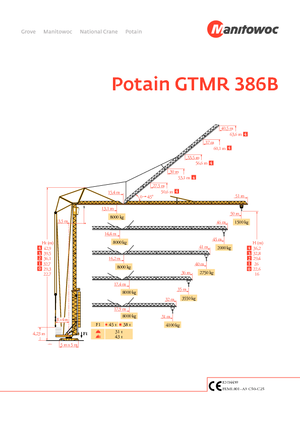 Grues à tour - tourneur inférieur Potain GTMR 386 B