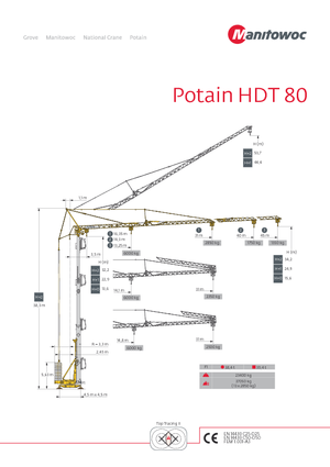 Grues à tour - tourneur inférieur Potain HDT 80