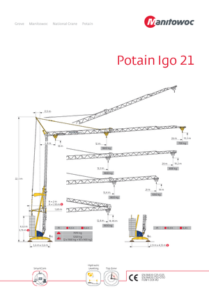 Grues à tour - tourneur inférieur Potain IGO 21