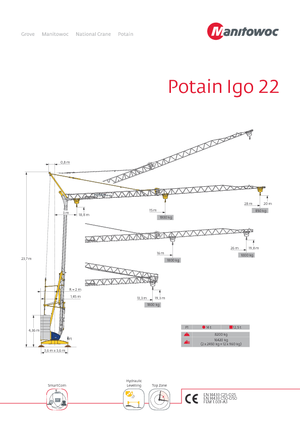 Grues à tour - tourneur inférieur Potain IGO 22