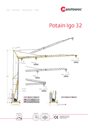 Grues à tour - tourneur inférieur Potain IGO 32 (2m)