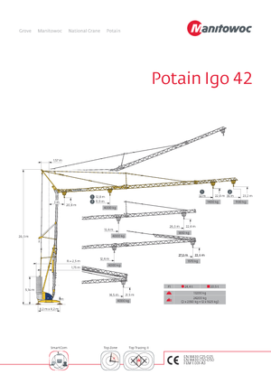 Grues à tour - tourneur inférieur Potain IGO 42