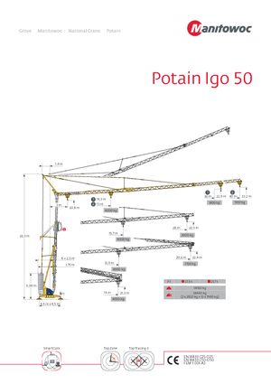 Grues à tour - tourneur inférieur Potain IGO 50