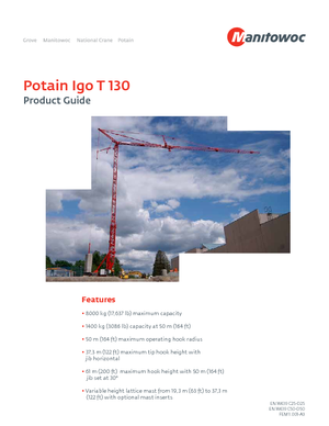 Grues à tour - tourneur inférieur Potain IGO T 130