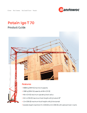 Grues à tour - tourneur inférieur Potain IGO T 70