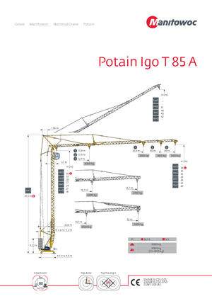 Grues à tour - tourneur inférieur Potain IGO T 85 A