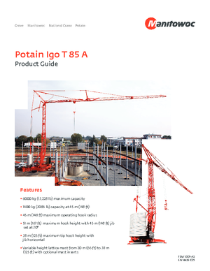 Grues à tour - tourneur inférieur Potain IGO T 85