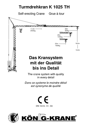 Grues à tour - tourneur inférieur König K 1025 TH