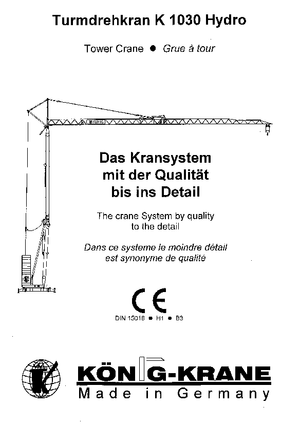 Grues à tour - tourneur inférieur König K 1030 H (R2,5m)