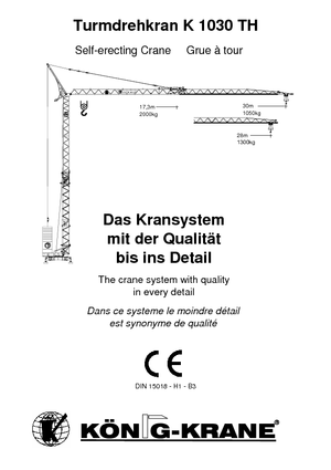 Grues à tour - tourneur inférieur König K 1030 TH