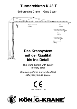 Grues à tour - tourneur inférieur König K 43 T (2,3m) FU-Hub