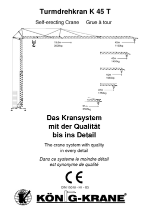 Grues à tour - tourneur inférieur König K 45 T