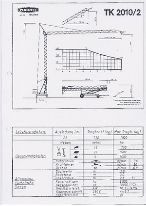 Grues à tour - tourneur inférieur Pekazett TK 2010/2
