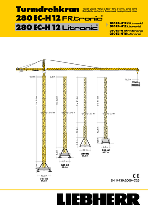 Grues à tour - tourneur supérieur Liebherr 280 EC-H 12 Lit