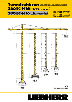 Grues à tour - tourneur supérieur Liebherr 280 EC-H 16 Lit