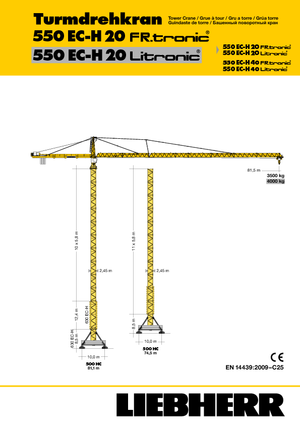 Grues à tour - tourneur supérieur Liebherr 550 EC-H 20 Litronic 