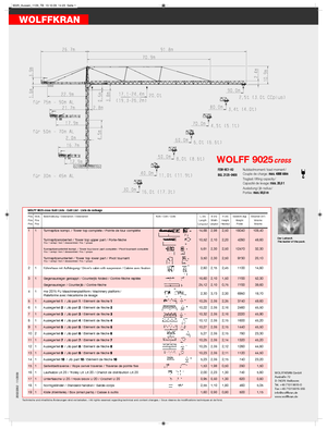 Grues à tour - tourneur supérieur Wolffkran 9025 cross