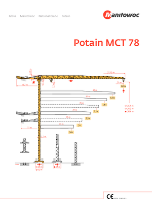 Grues à tour - tourneur supérieur Potain MCT 78-5 t
