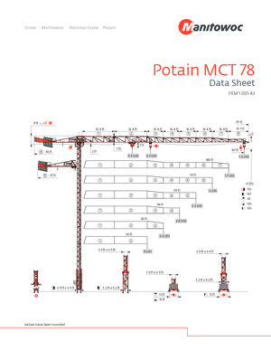 Grues à tour - tourneur supérieur Potain MCT 78-3 t