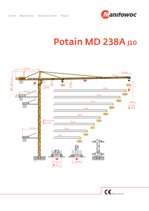 Grues à tour - tourneur supérieur Potain MD 238 A-J10