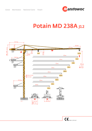 Grues à tour - tourneur supérieur Potain MD 238 A-J12