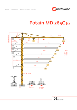 Grues à tour - tourneur supérieur Potain MD 265 C J12