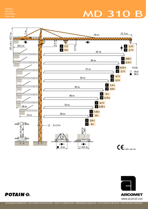Grues à tour - tourneur supérieur Potain MD 310 B