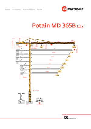 Grues à tour - tourneur supérieur Potain MD 365 B L12