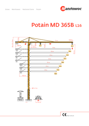 Grues à tour - tourneur supérieur Potain MD 365 B L16