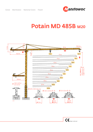Grues à tour - tourneur supérieur Potain MD 485 B 20 T