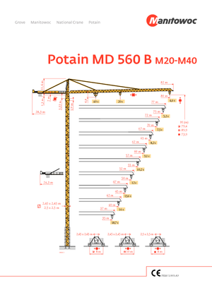 Grues à tour - tourneur supérieur Potain MD 560 B 40 T