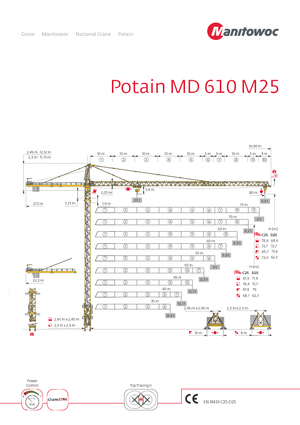 Grues à tour - tourneur supérieur Potain MD 610 M 25