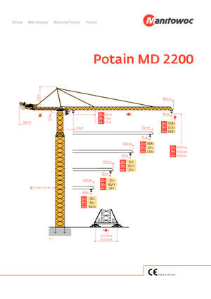 Grues à tour - tourneur supérieur Potain MD 650-32 t