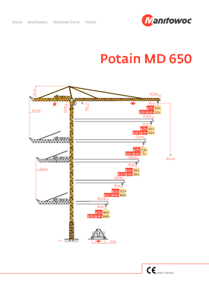 Grues à tour - tourneur supérieur Potain MD 650-40 t