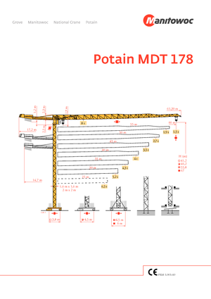 Grues à tour - tourneur supérieur Potain MDT 178