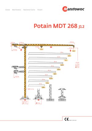 Grues à tour - tourneur supérieur Potain MDT 268 J12
